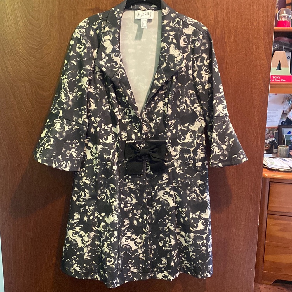 Joseph Ribkoff Floral Overcoat with Bow Closure